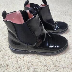 Nordstrom Kids Nojaymes II Black Patent Boots Side Zip 2Y